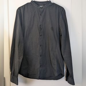 Zara Mandarin No Collor Button Up Shirt, Men's Large